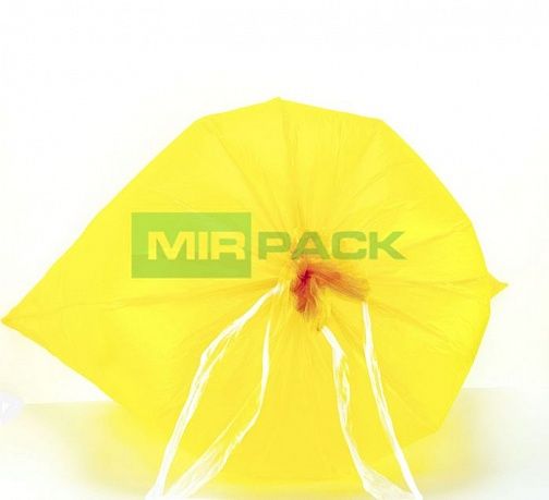 Мешки для мусора с завязками 120 л, 15 мкм, 10 шт, ПНД, 85х80 см, желтые - Вид 2